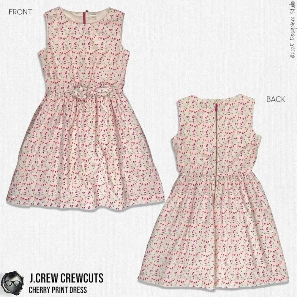J.CREW CREWCUTS GIRLS’ CHERRY-PRINT DRESS SIZE 16 XXL IN PINK